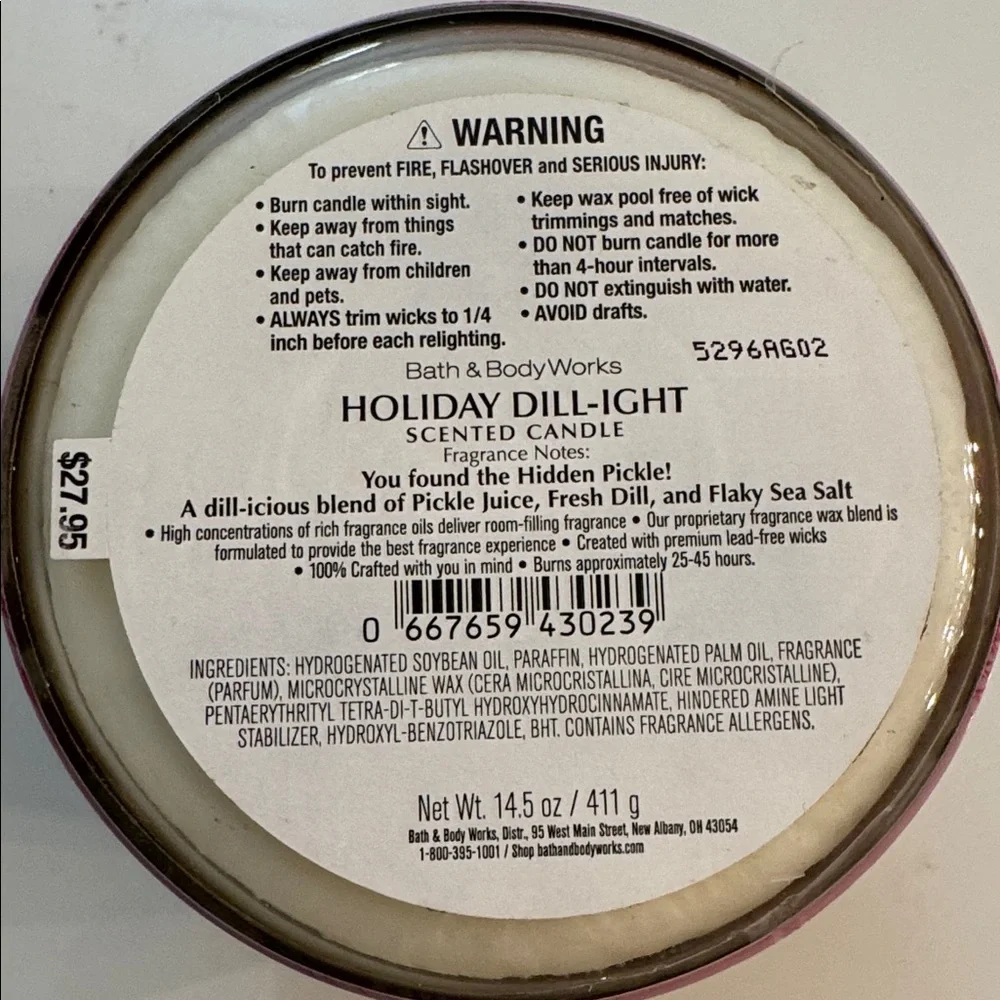 NEW- Bath & Body Works Holiday Dill-Ight 3 Wick Candle Limited Edition - Picture 10 of 10